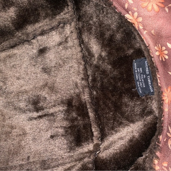 Scared Threads Floral Suede Hip-Length Pea Coat, Size M/L - Picture 15 of 16